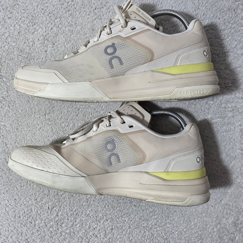 On THE ROGER Pro Tennis Shoes Women 10.5 Ivory Lime Performance Sneakers - Picture 4 of 8